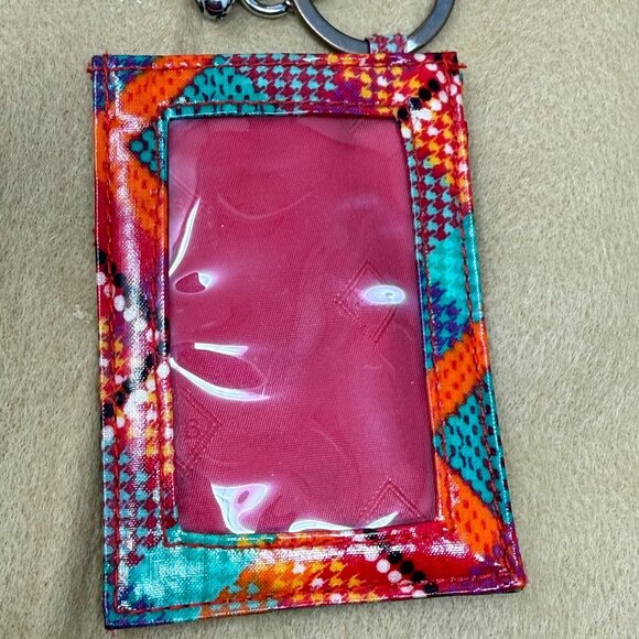 Vera Bradley Rumba Multicolor ID Badge Holder & Lanyard With Keyring Pink Blue - Picture 3 of 6